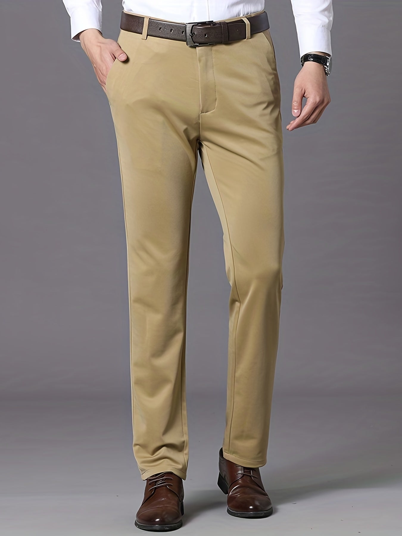 Pantalon formel uni légèrement extensible pour homme | Classique