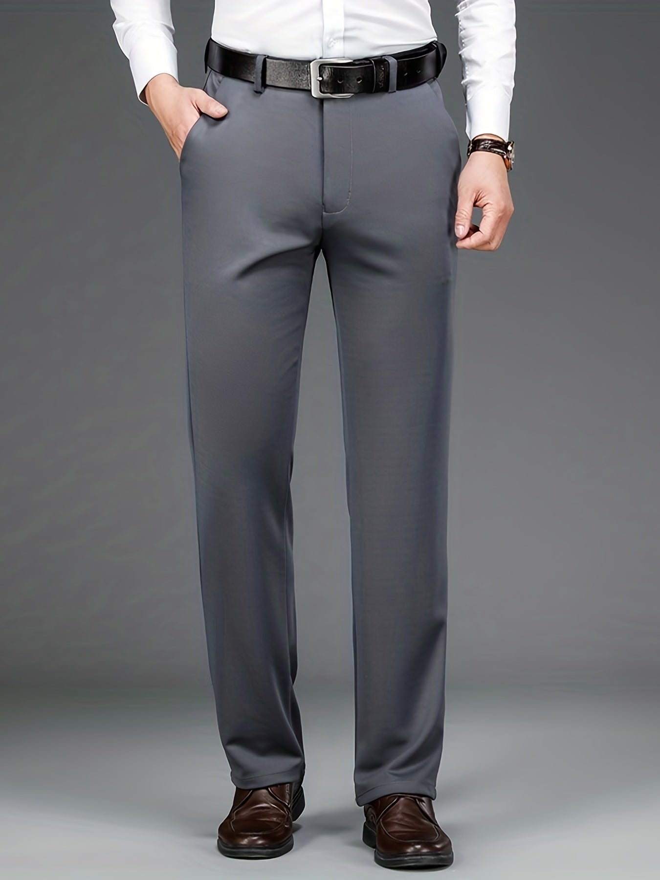 Pantalon formel uni légèrement extensible pour homme | Classique