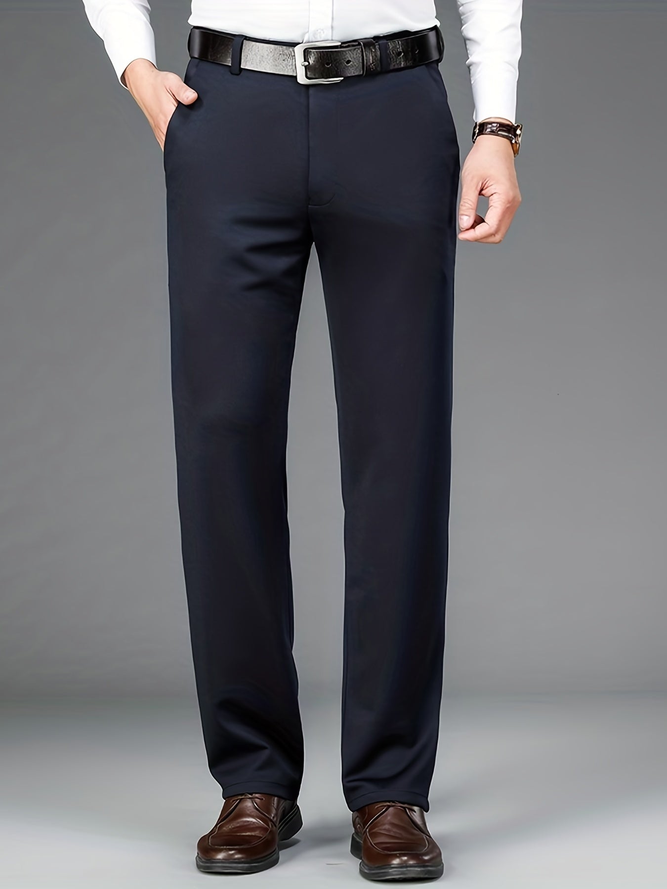 Pantalon formel uni légèrement extensible pour homme | Classique