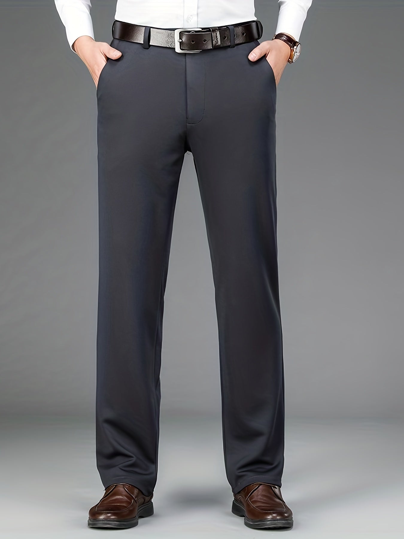 Pantalon formel uni légèrement extensible pour homme | Classique