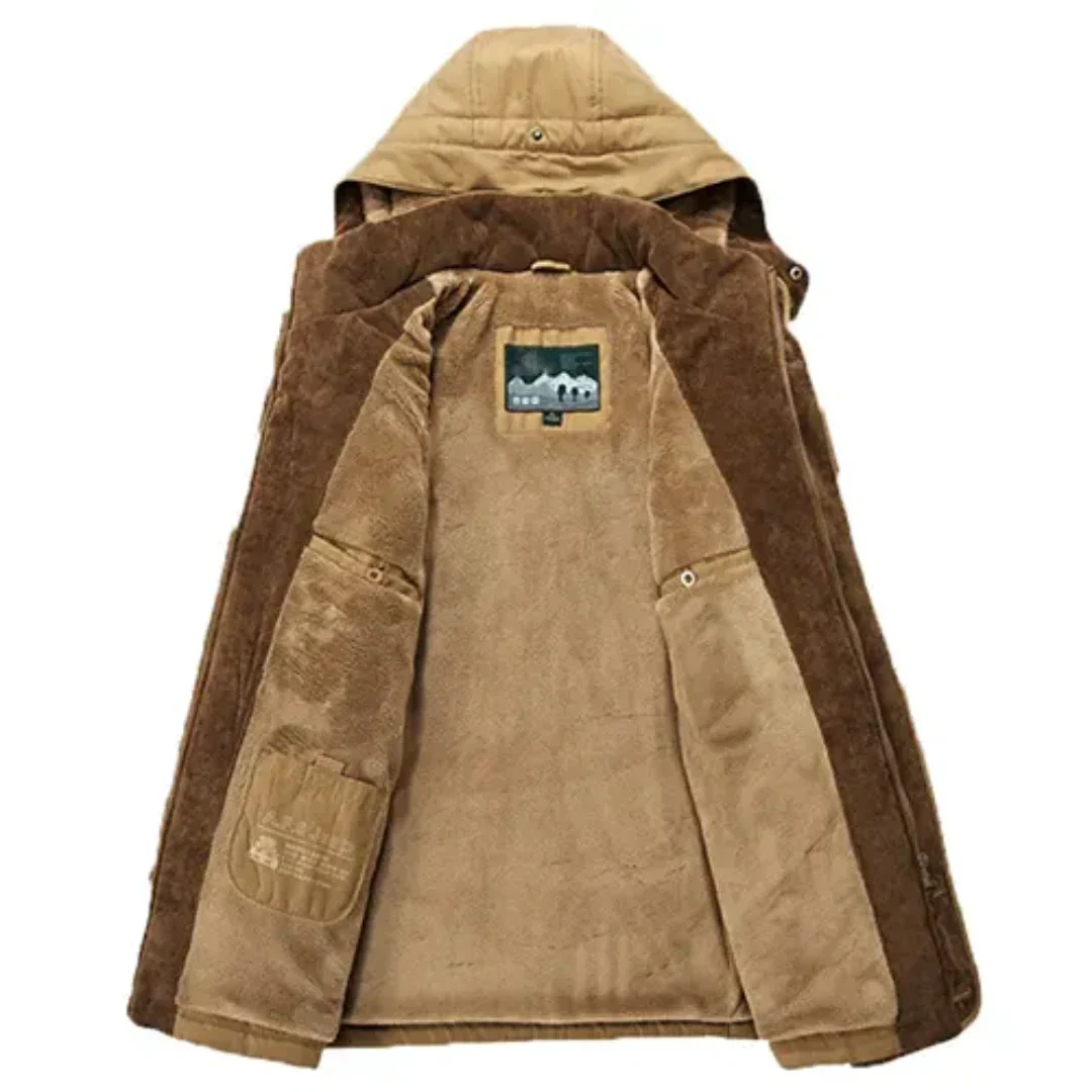 Veste d'hiver matelassée en fourrure pour homme | Capuche