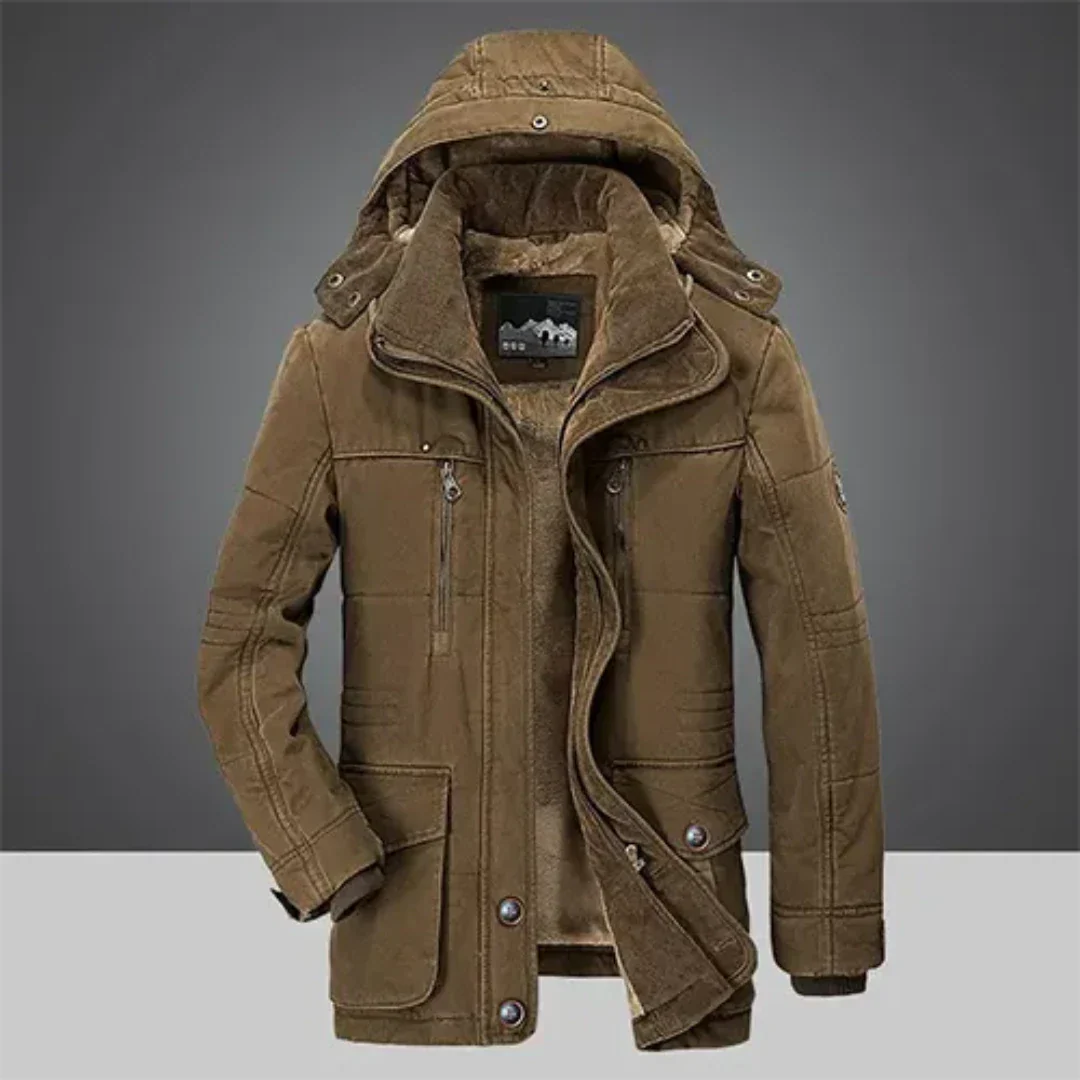 Veste d'hiver matelassée en fourrure pour homme | Capuche