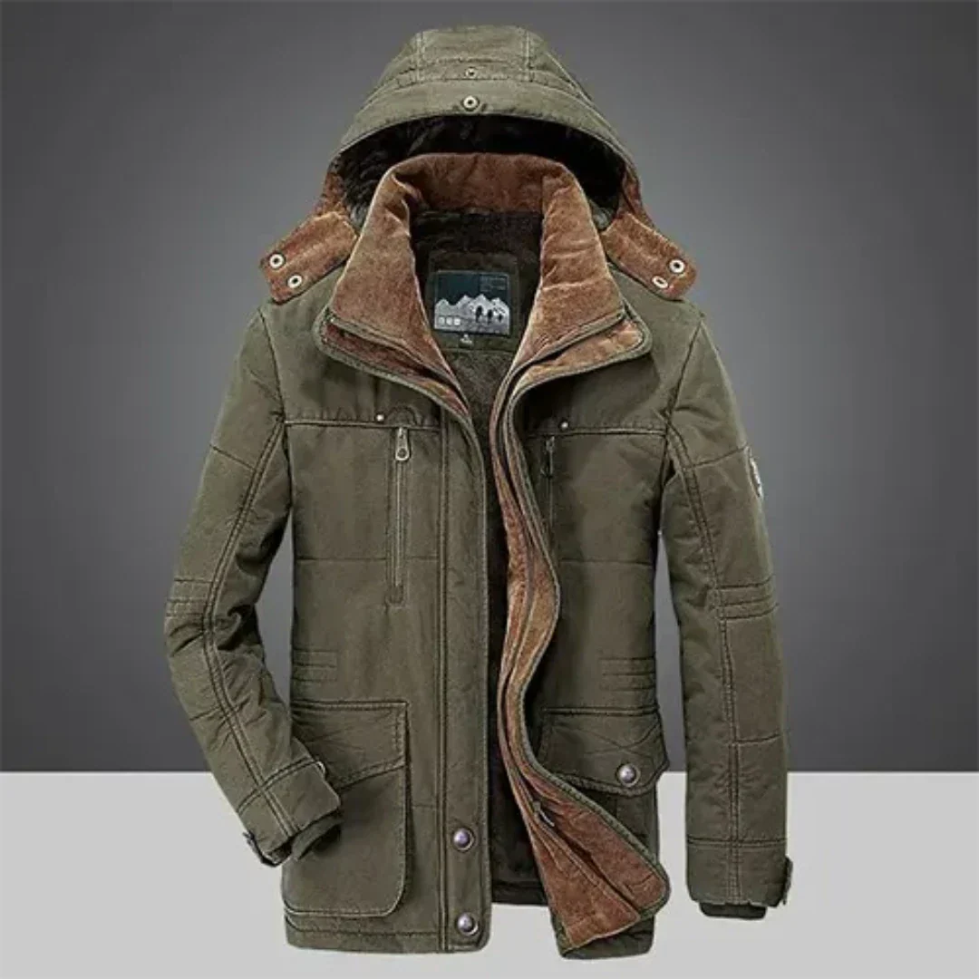 Veste d'hiver matelassée en fourrure pour homme | Capuche