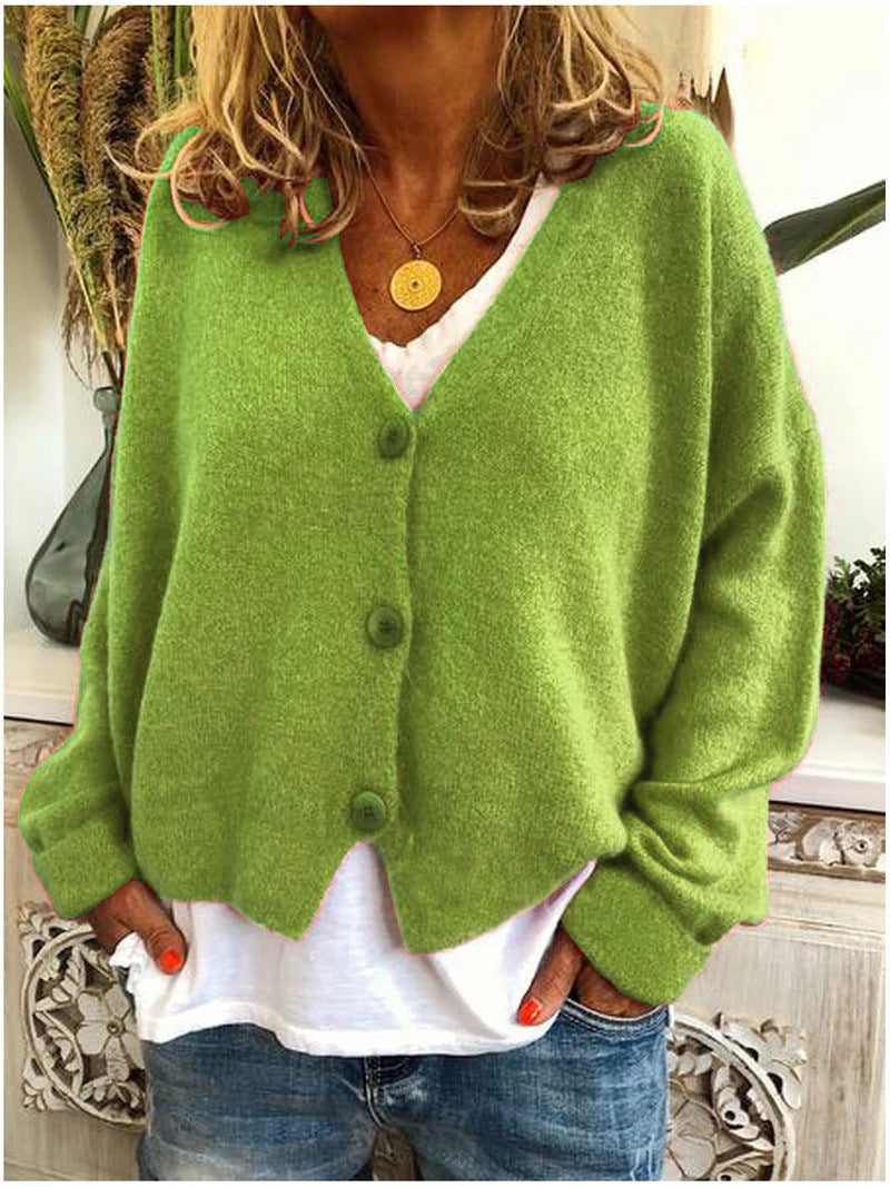 Cardigan tricoté à col en V pour femme | Décontracté