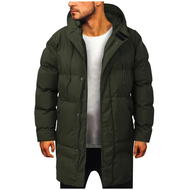 Manteau d'hiver long à capuche pour homme | Chaud