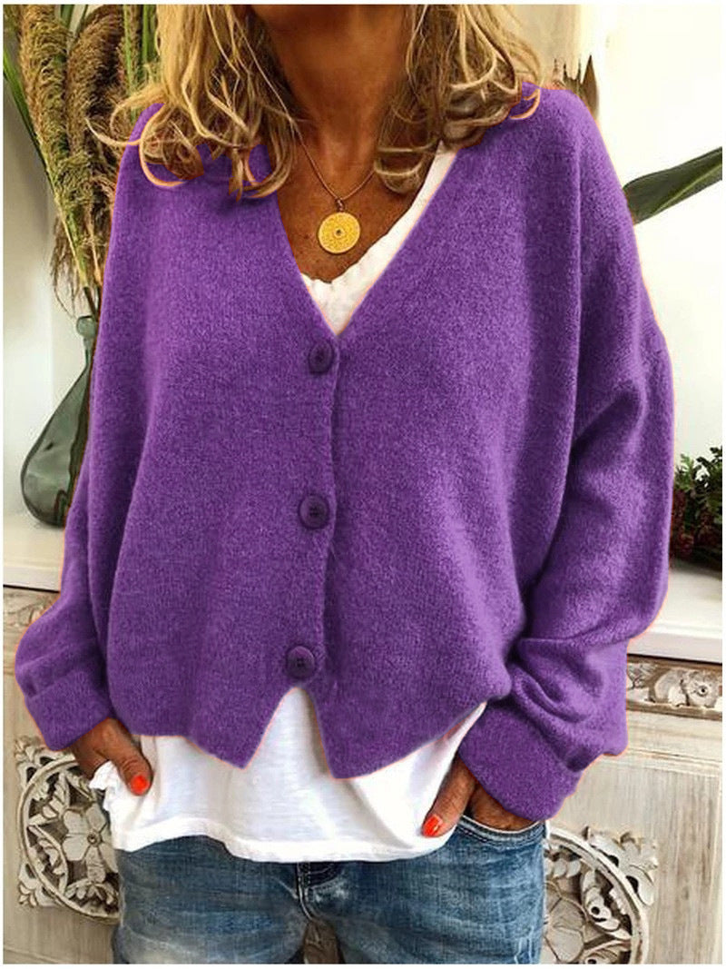 Cardigan tricoté à col en V pour femme | Décontracté