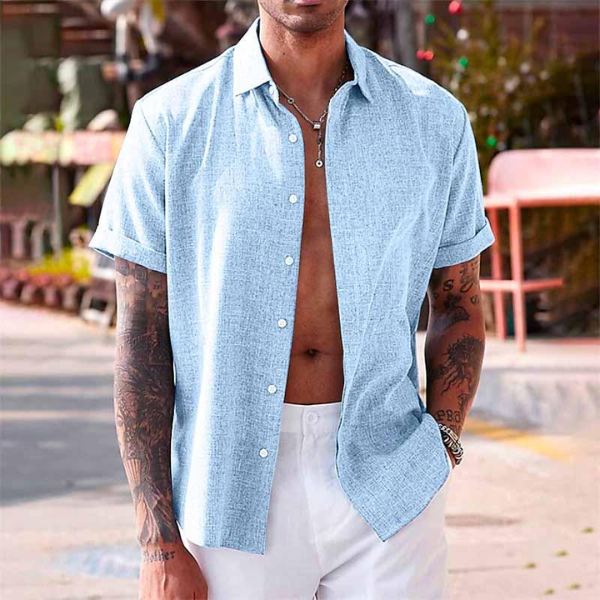 Chemise boutonnée à manches courtes pour homme | Été