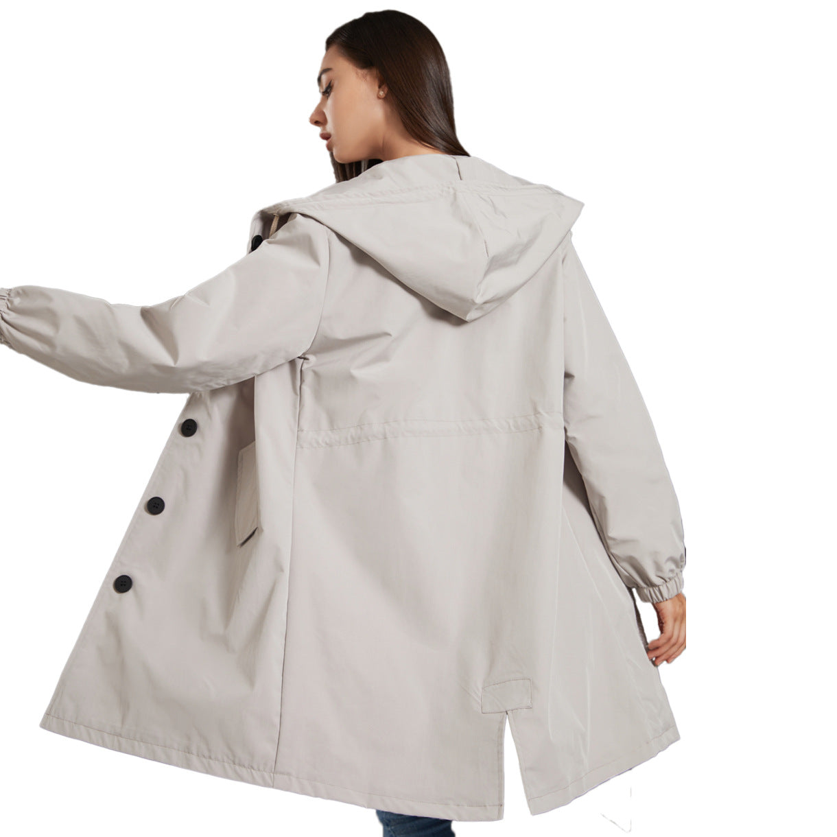 Veste coupe-vent à capuche pour femme | Longue