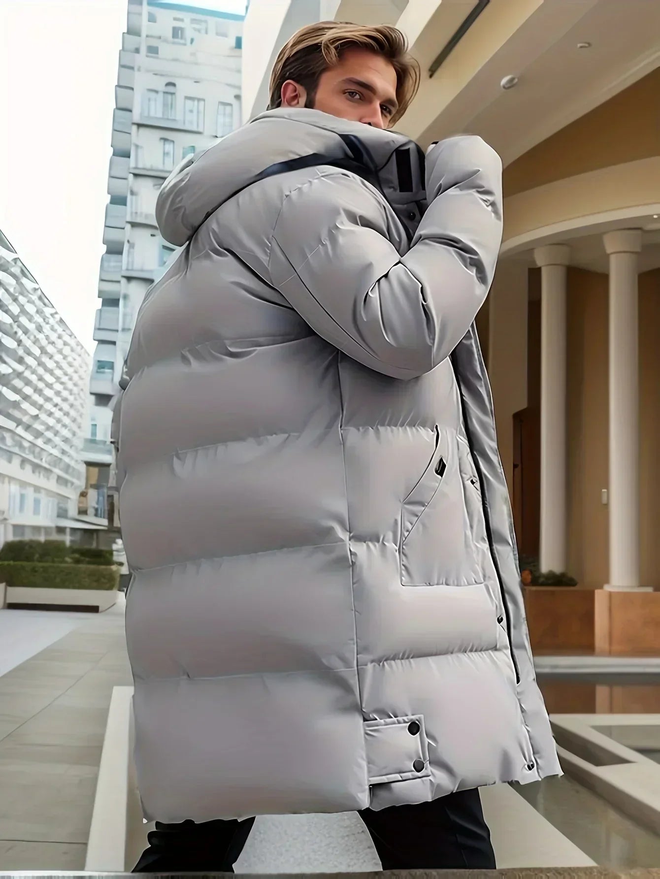 Manteau d'hiver long à capuche pour homme | Chaud