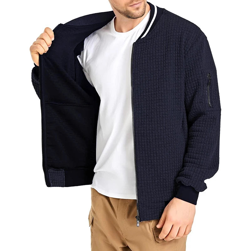 Veste à manches longues pour homme, cardigan streetwear | Manteau zippé avec poches