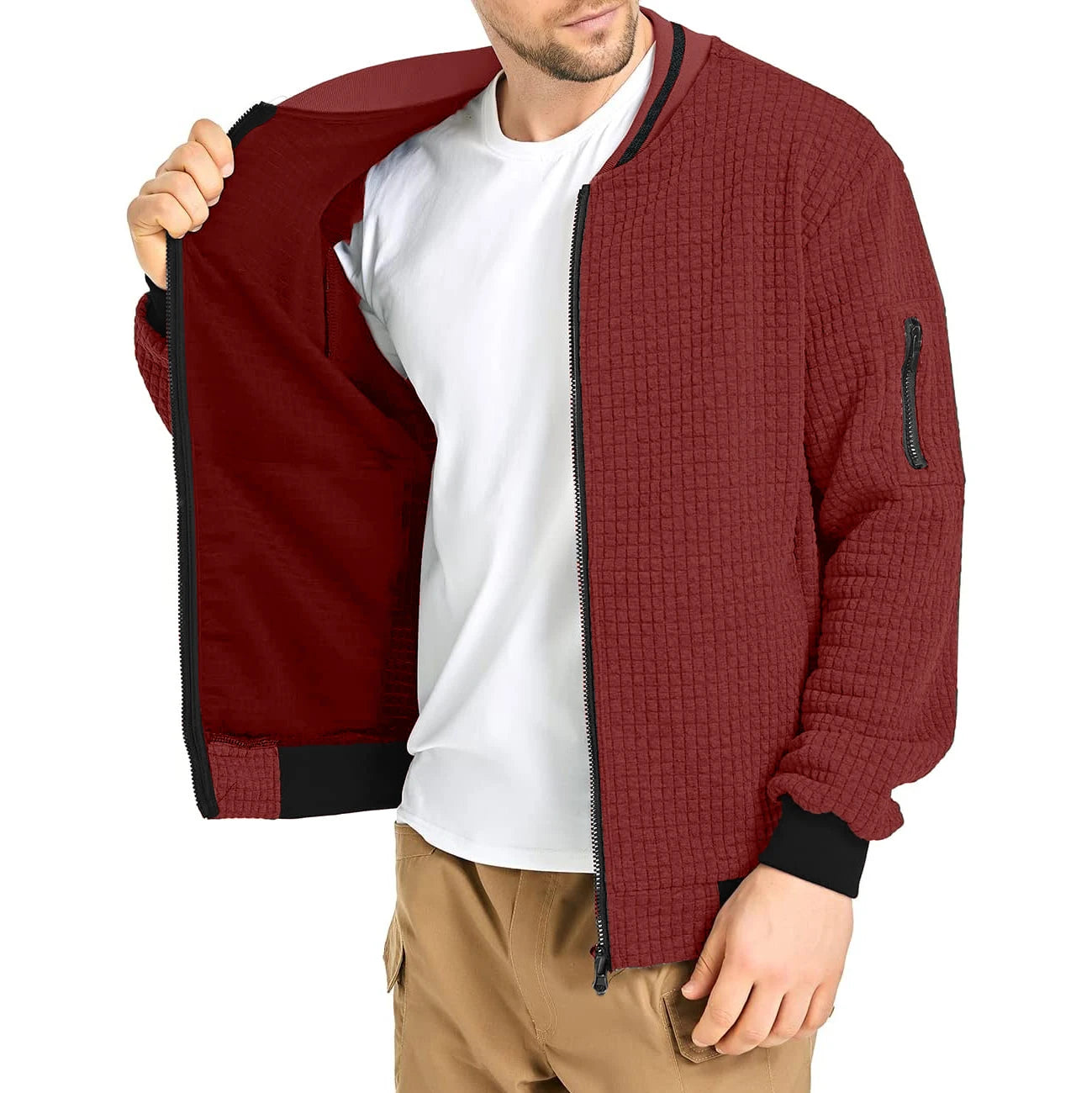 Veste à manches longues pour homme, cardigan streetwear | Manteau zippé avec poches