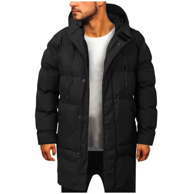 Manteau d'hiver long à capuche pour homme | Chaud