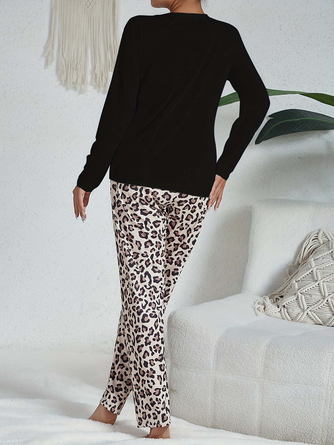 Haut à manches longues, vêtements de nuit et de détente pour femme | Ensemble combinaison