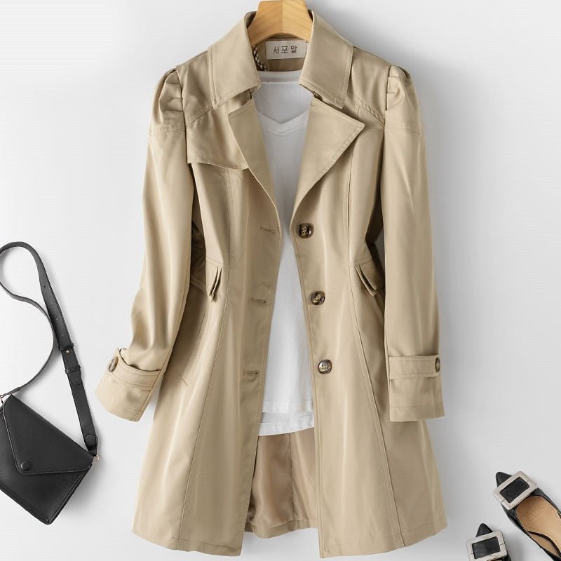 Trench-coat boutonné pour femme | Longue