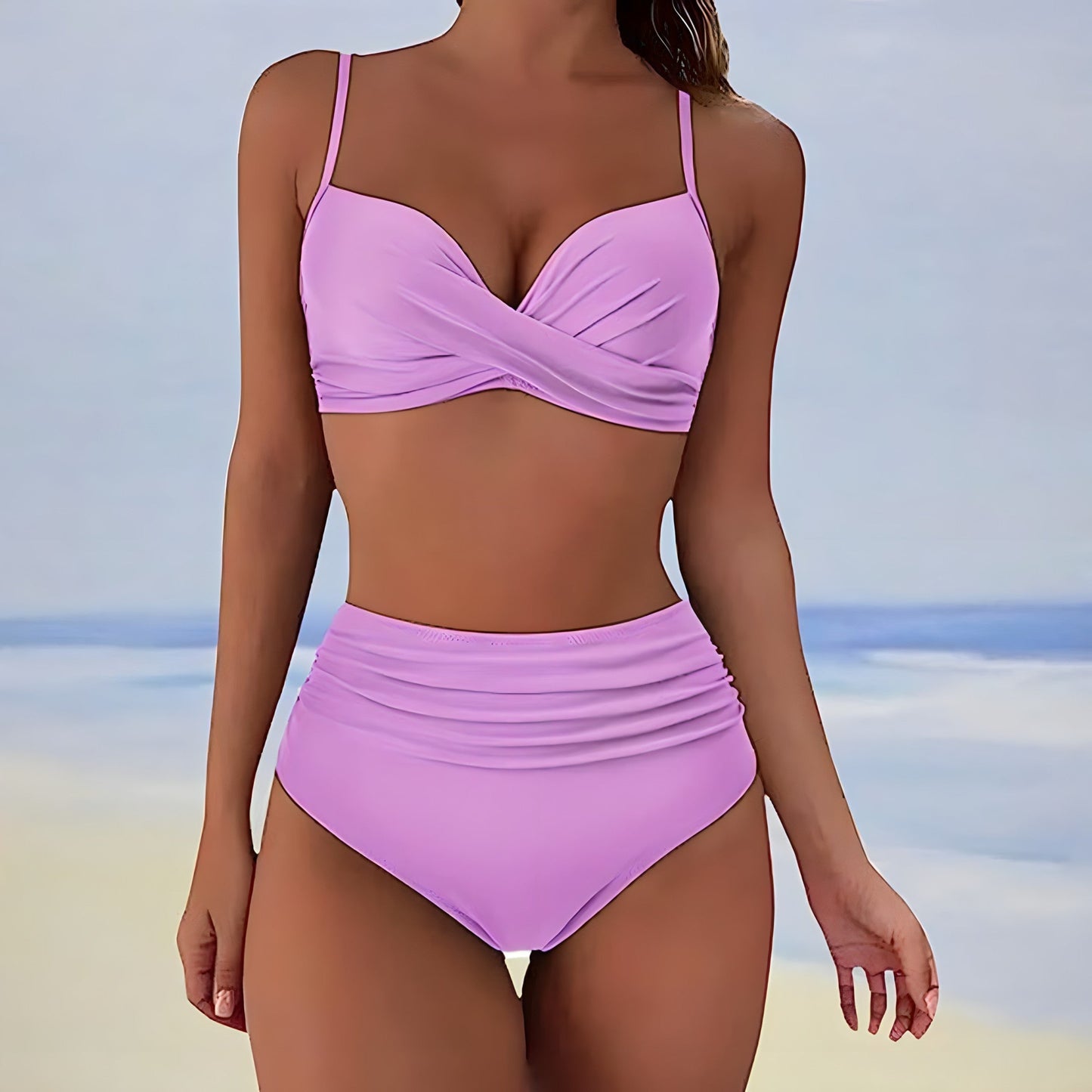 Bikini triangle d'été pour femme | Taille haute