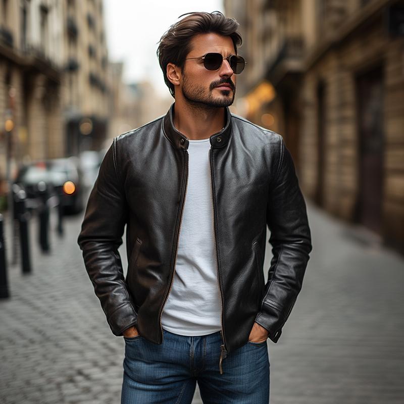 Blouson aviateur noir pour homme | Style motard