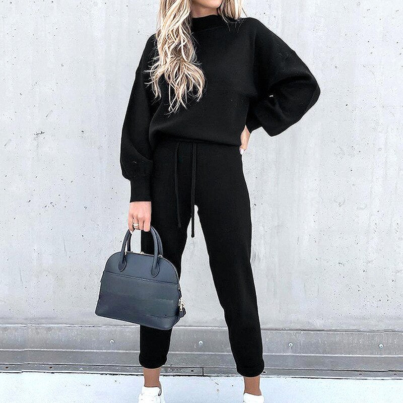 Ensemble pull et pantalon uni pour femme | Longue
