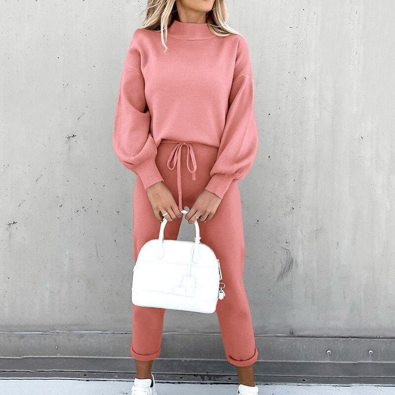 Ensemble pull et pantalon uni pour femme | Longue