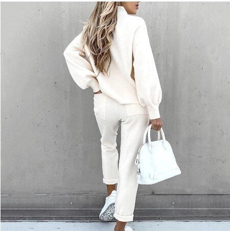 Ensemble pull et pantalon uni pour femme | Longue