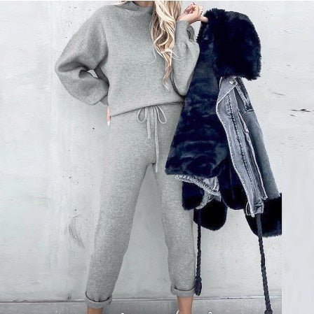 Ensemble pull et pantalon uni pour femme | Longue