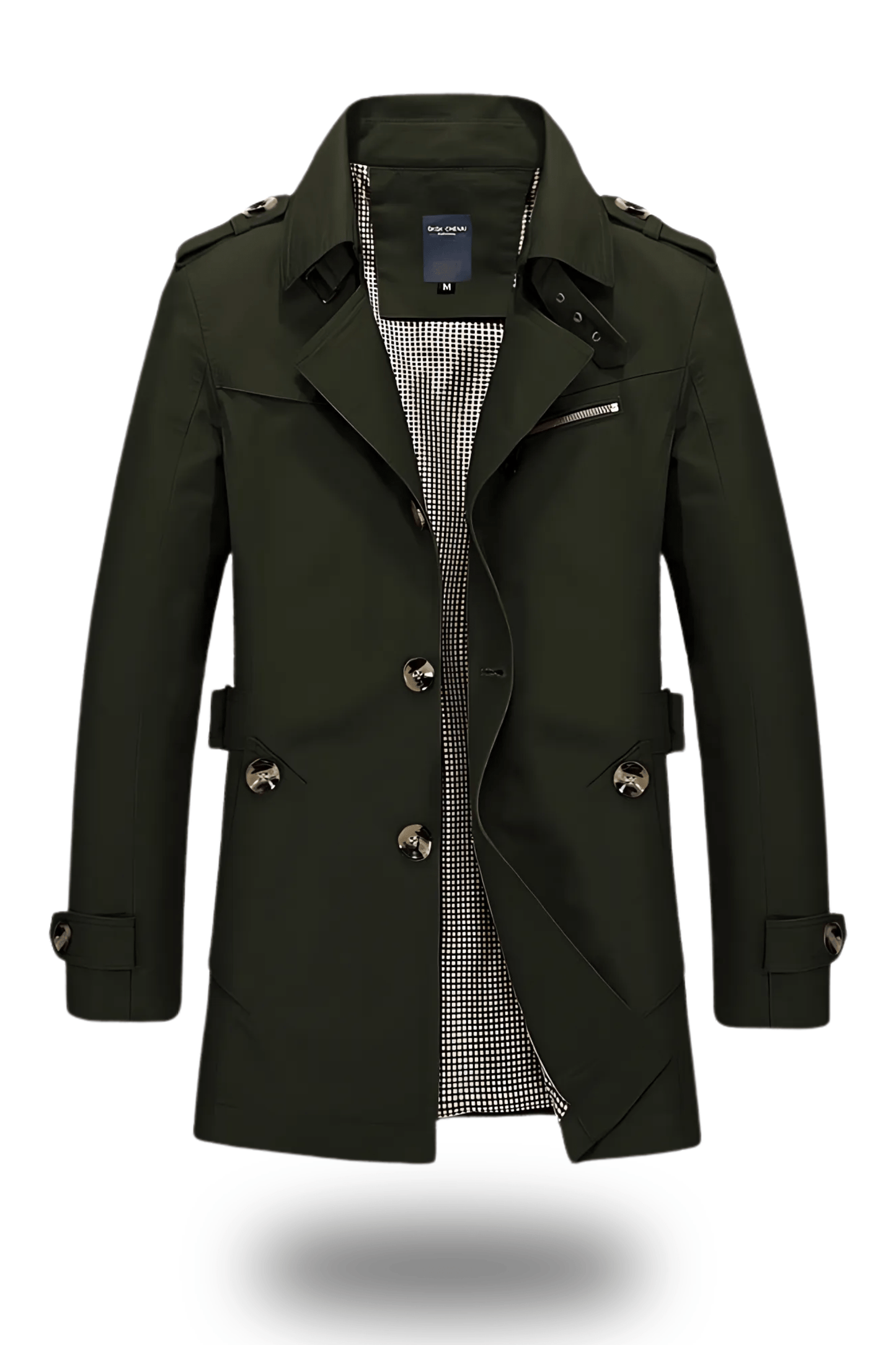 Trench-coat militaire à simple boutonnage pour homme | Coupe ajustée