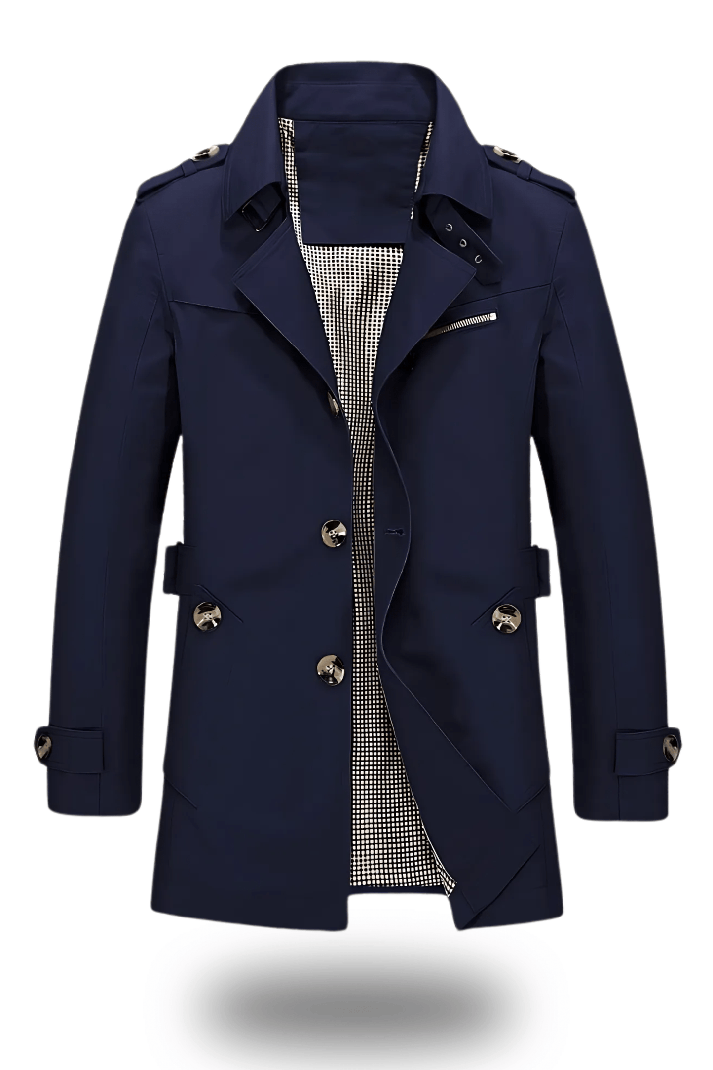 Trench-coat militaire à simple boutonnage pour homme | Coupe ajustée