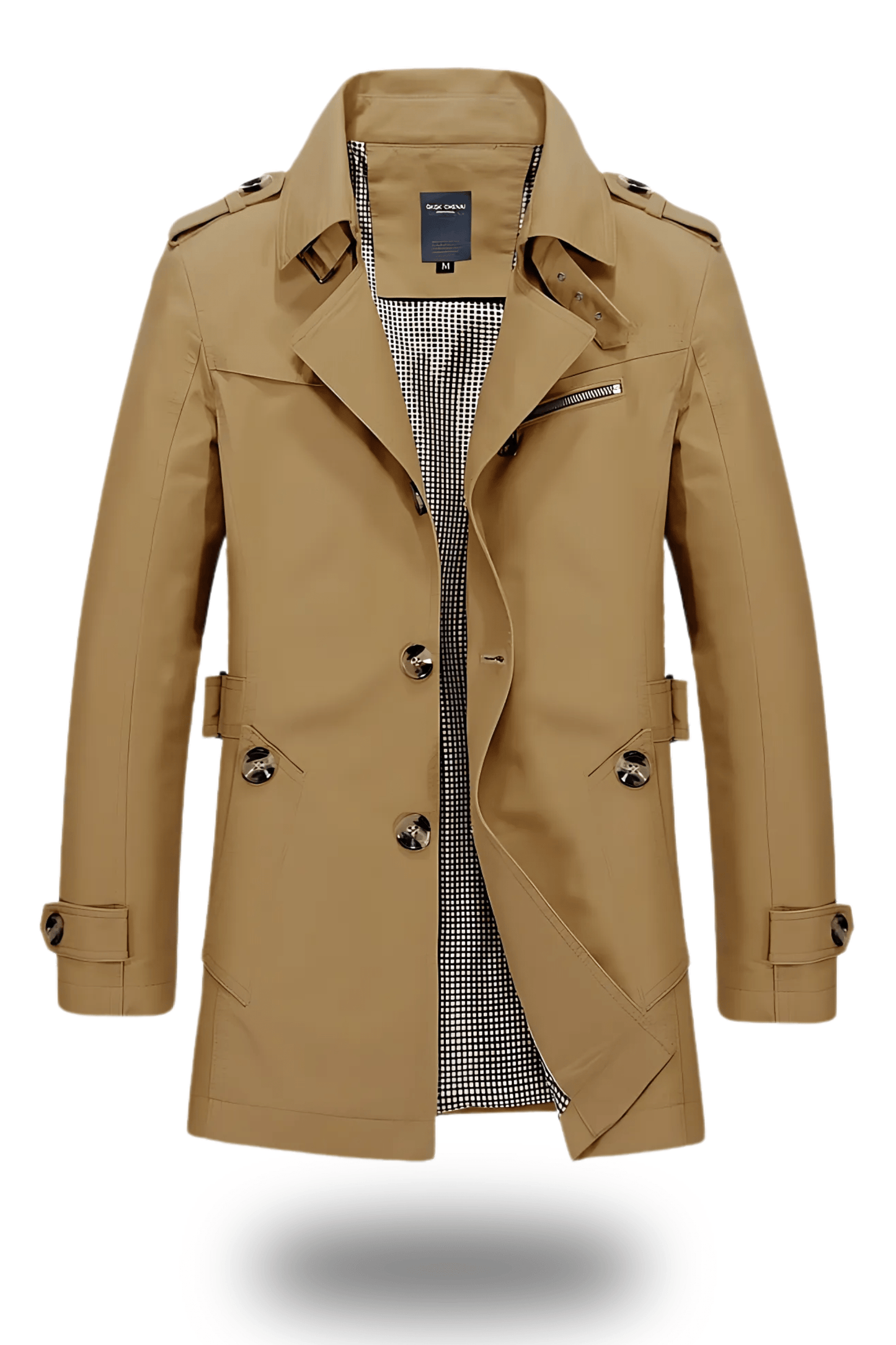 Trench-coat militaire à simple boutonnage pour homme | Coupe ajustée