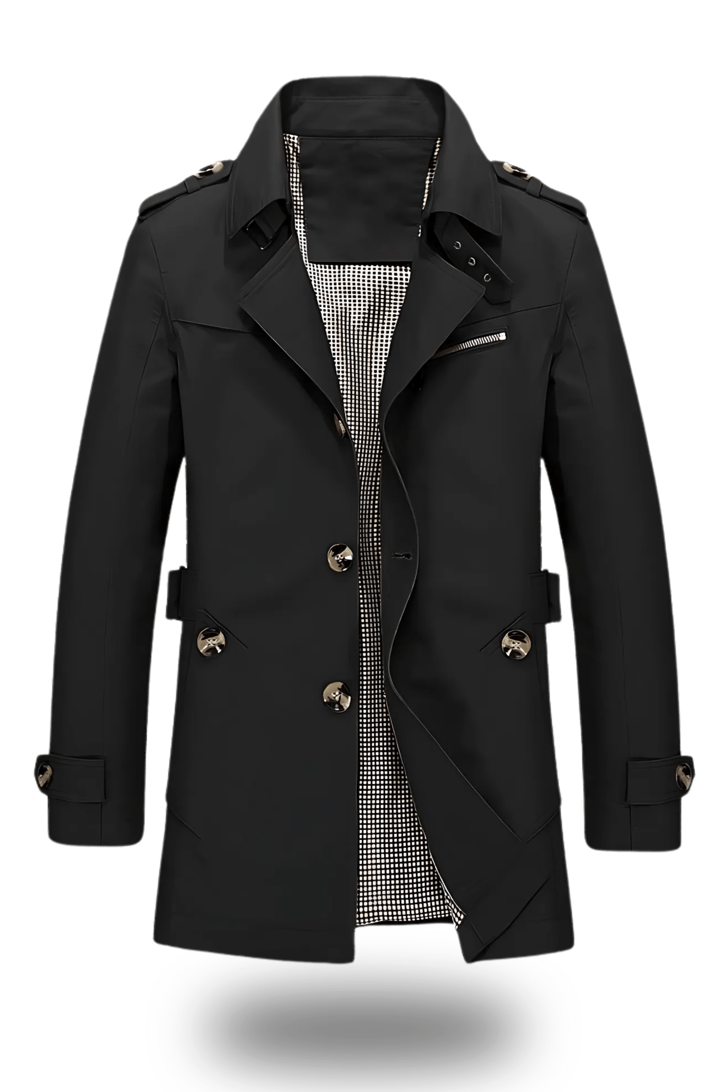 Trench-coat militaire à simple boutonnage pour homme | Coupe ajustée