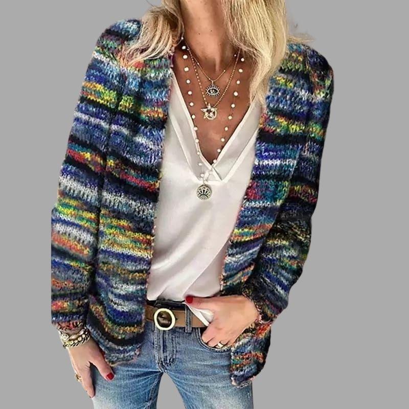 Cardigan décontracté multicolore pour femme | Longue