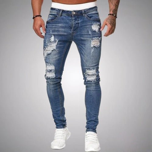 Jean déchiré décontracté pour homme | Taille mi-haute