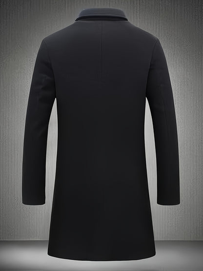 Trench-coat à simple boutonnage et revers crantés pour homme | Noir uni