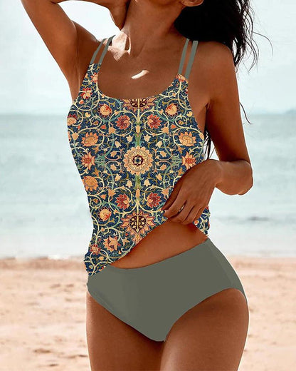 Maillot de bain tankini imprimé pour femme | Classique