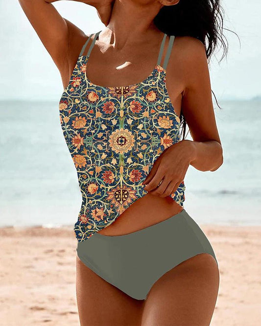 Maillot de bain tankini imprimé pour femme | Classique
