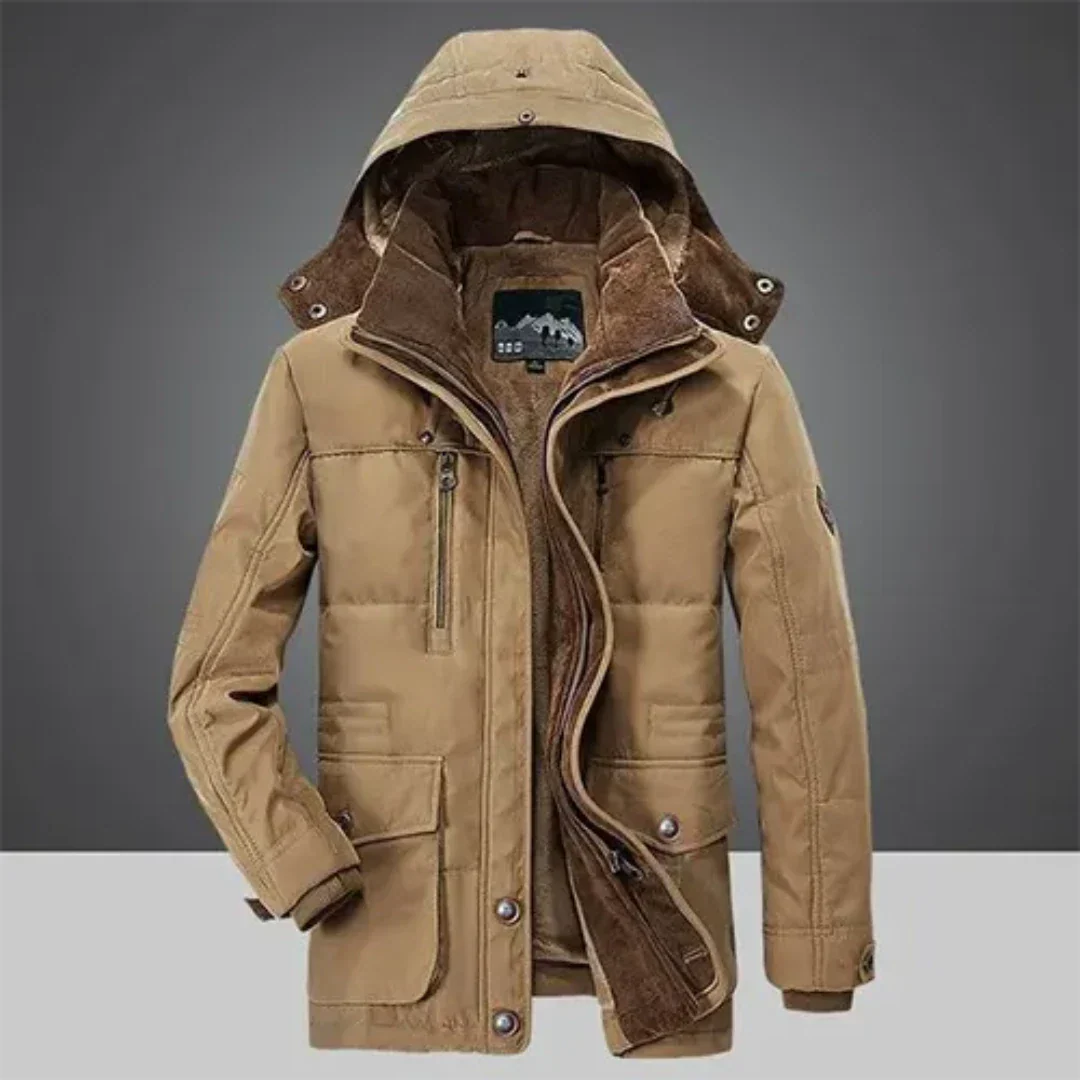 Veste d'hiver matelassée en fourrure pour homme | Capuche