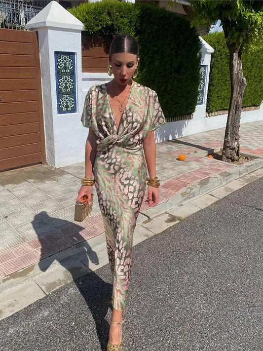 Robe de soirée drapée à col en V pour femme | Midi