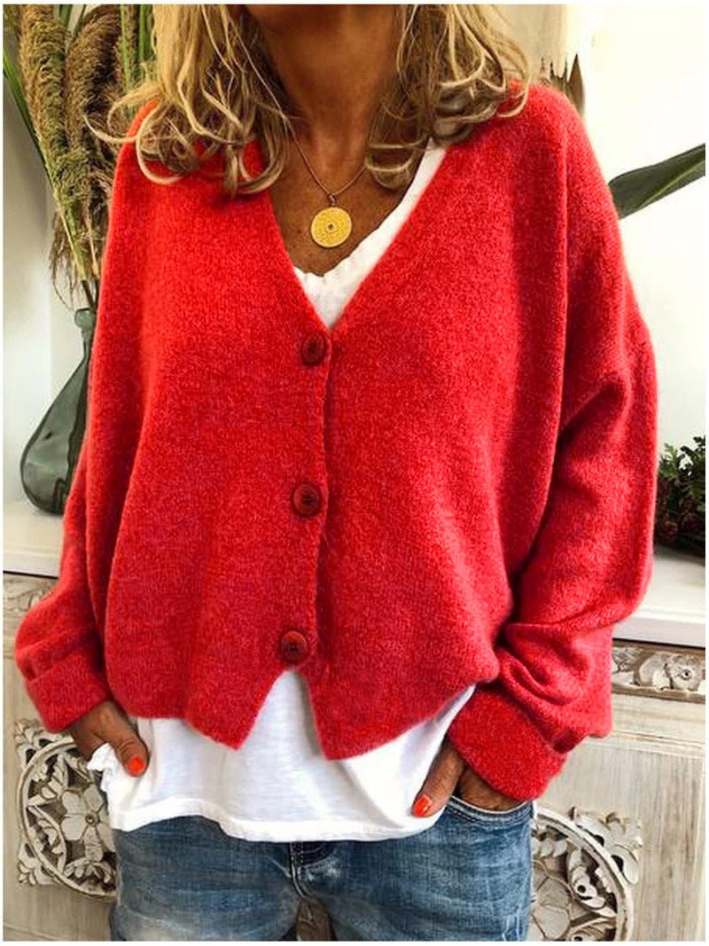 Cardigan tricoté à col en V pour femme | Décontracté