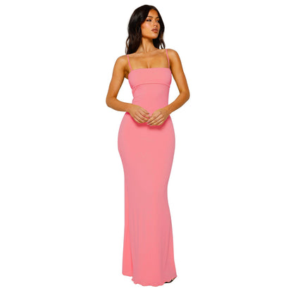Robe moulante à bretelles spaghetti pour femme | Maxi