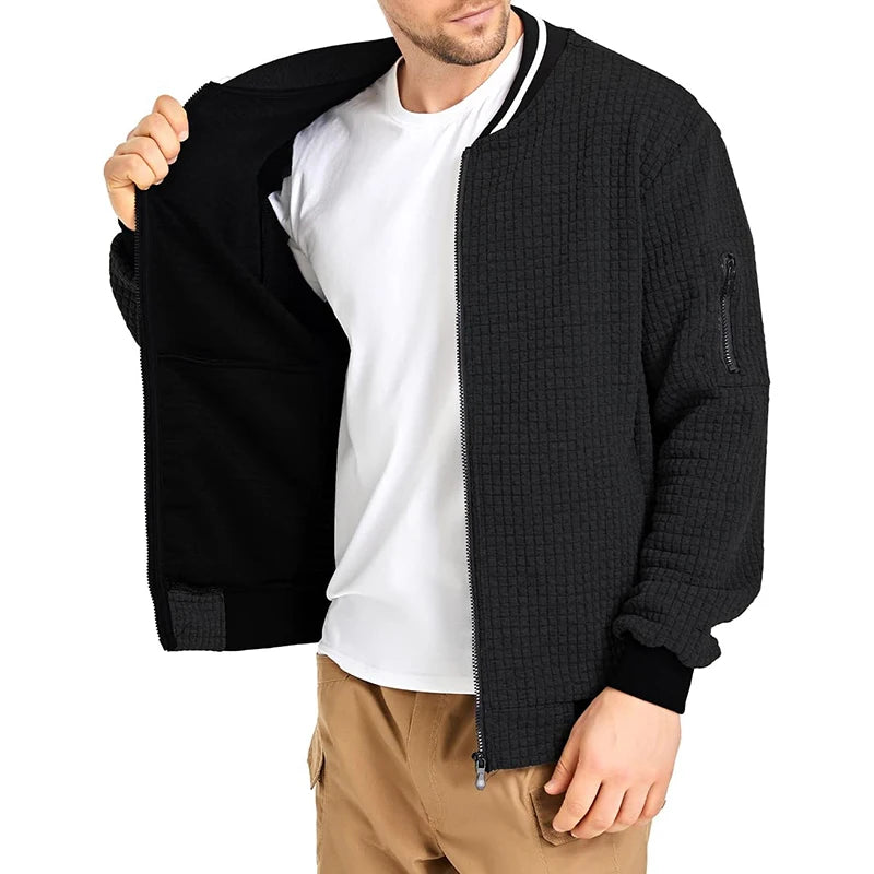 Veste à manches longues pour homme, cardigan streetwear | Manteau zippé avec poches