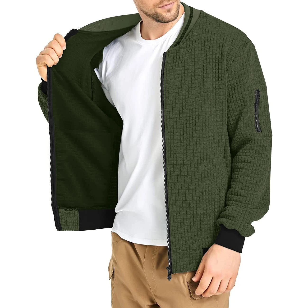 Veste à manches longues pour homme, cardigan streetwear | Manteau zippé avec poches