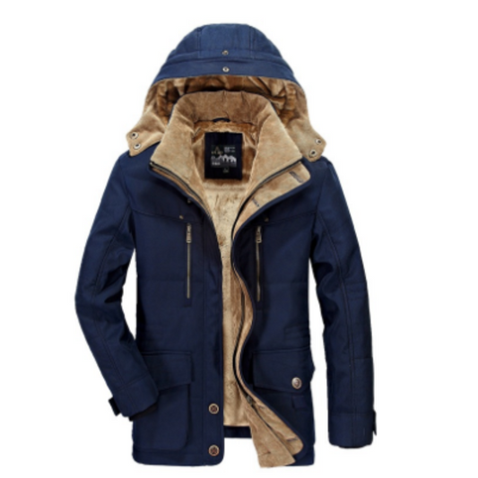 Veste d'hiver matelassée en fourrure pour homme | Capuche