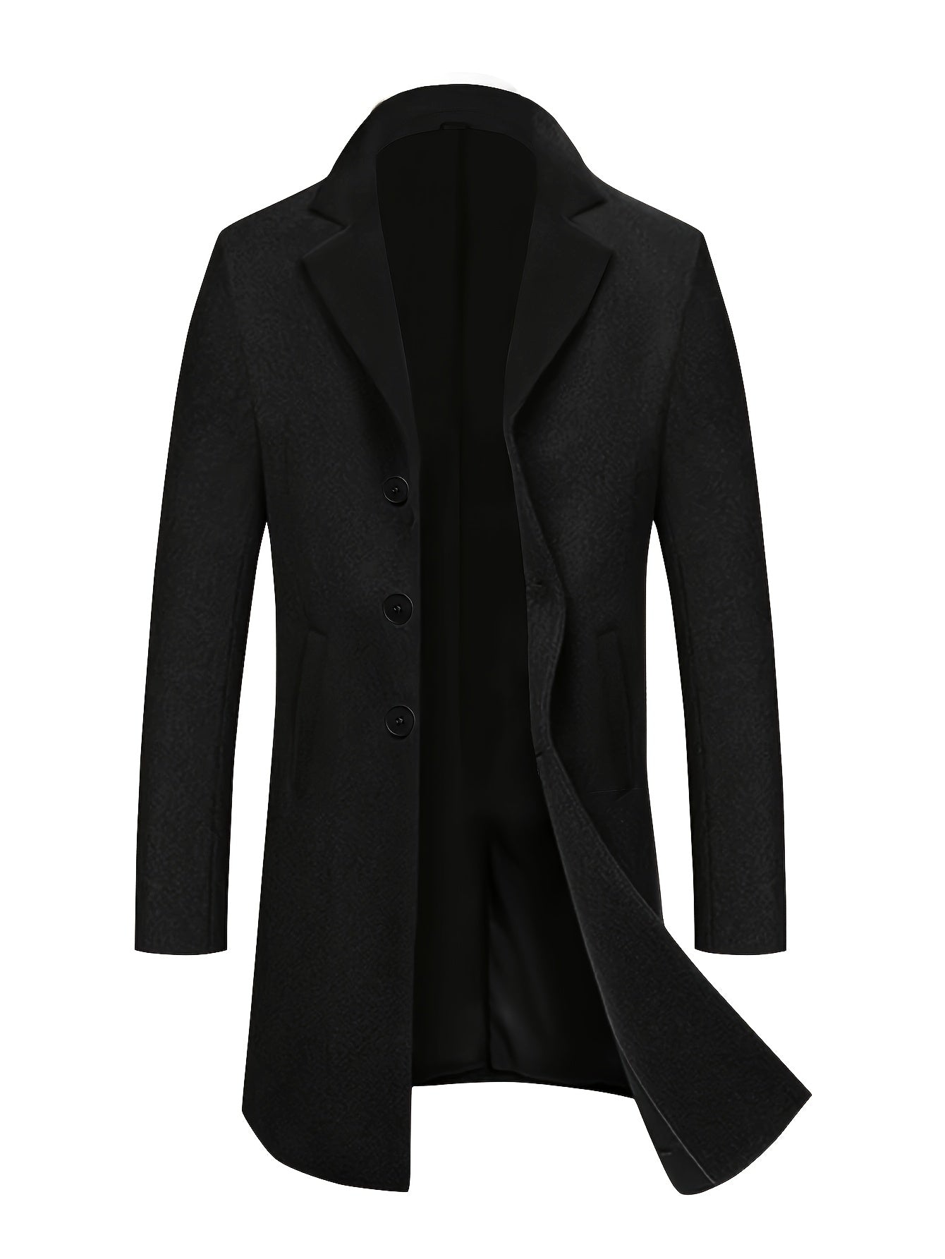 Trench-coat à simple boutonnage et revers crantés pour homme | Noir uni