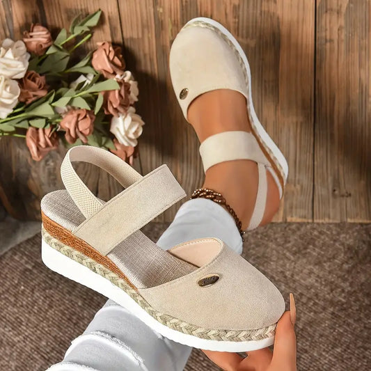 Sandales compensées à brides pour femme | À enfiler