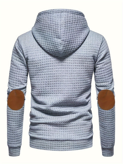 Pull d'hiver à carreaux blanc pour homme | Capuche