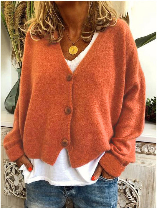 Cardigan tricoté à col en V pour femme | Décontracté