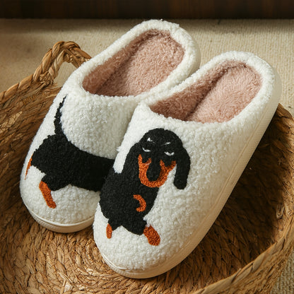 Chaussons pour femme avec doublure polaire chaude et motif chien | Intérieur