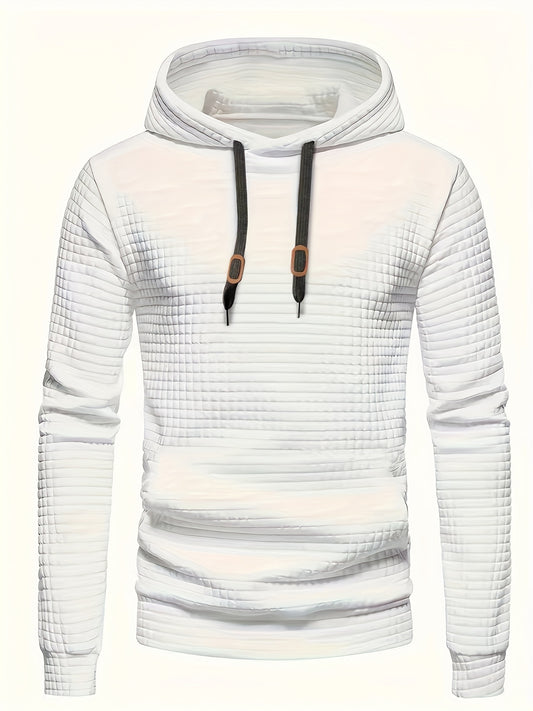 Pull d'hiver à carreaux blanc pour homme | Capuche