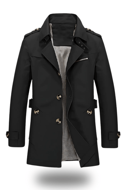 Trench-coat militaire à simple boutonnage pour homme | Coupe ajustée