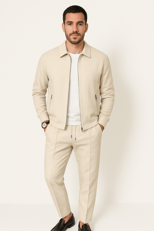 Survêtement classique en tricot gaufré pour homme | Fermeture éclair