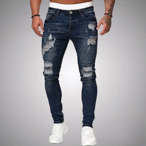 Jean déchiré décontracté pour homme | Taille mi-haute