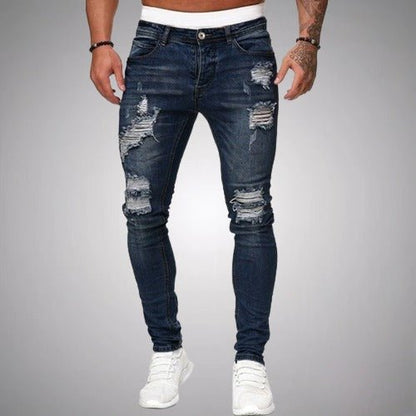 Jean déchiré décontracté pour homme | Taille mi-haute